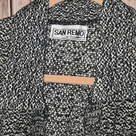San Remo Black and White Collared Women's Cardigan Size Medium - Picture 2 of 8